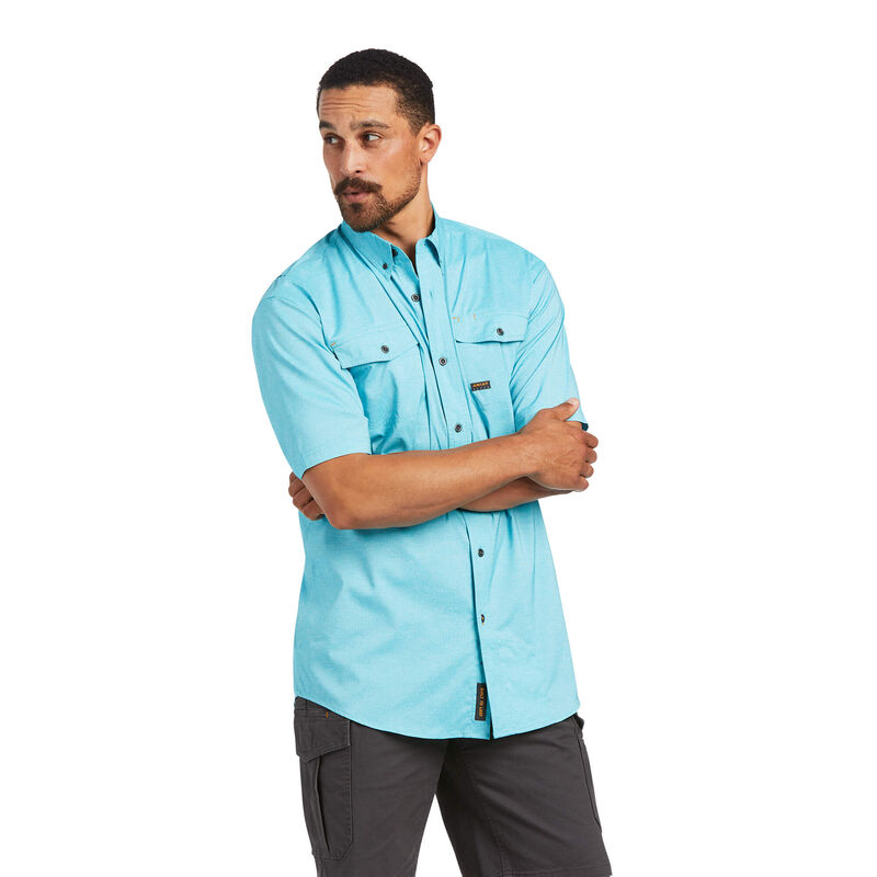 Ariat Hemden Herren - Rebar Made Tough Venttek Durastretch Work Blau ( TWVUC-5091 )